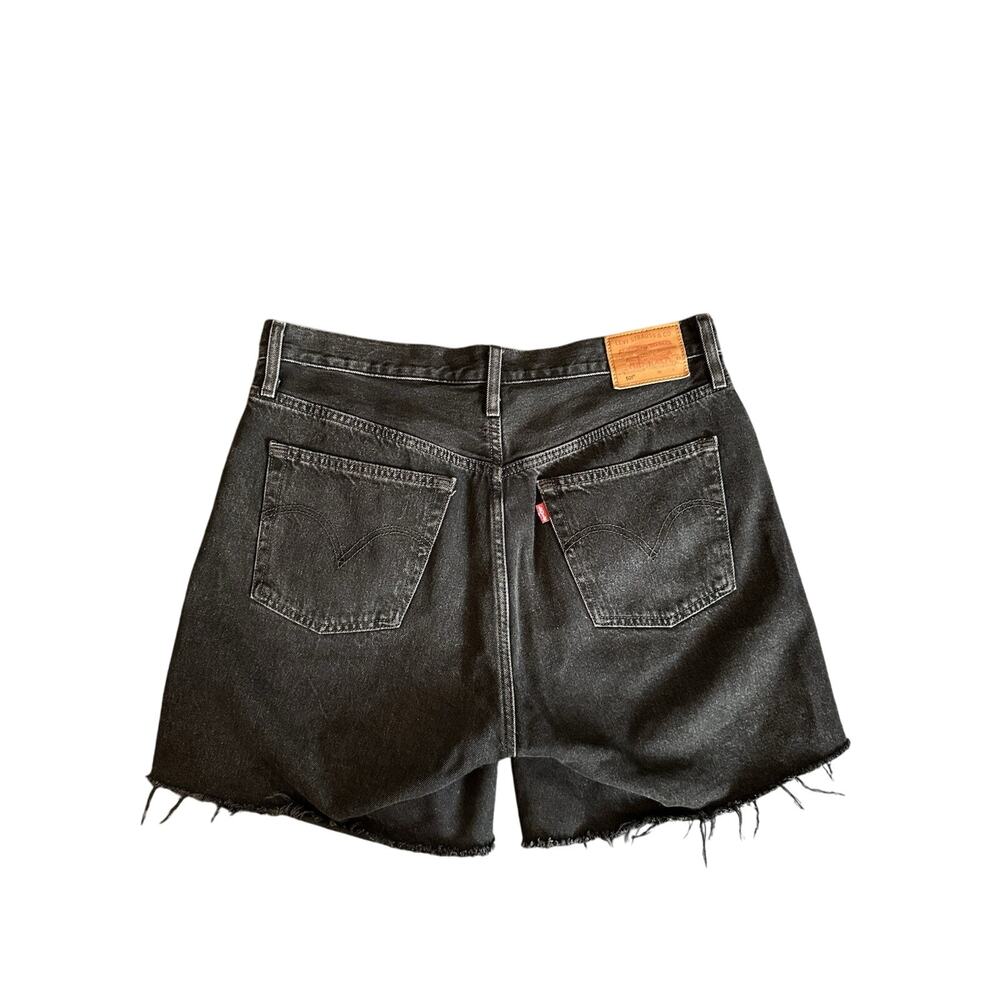 Levi's 501 Jean Shorts Women’s Size 30 Black Cut Off Button Fly Raw Hem 6”inseam